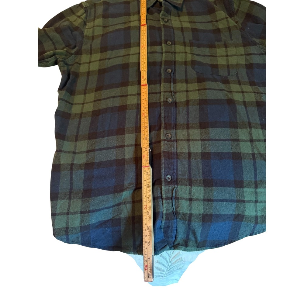 J.Crew Mens Flannel Shirt Large Navy Blue Green Black Watch Plaid Button Down - Picture 6 of 7